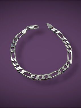 Vintage OTC Italy 925 Sterling Silver Figaro Link Chain Bracelet Unisex